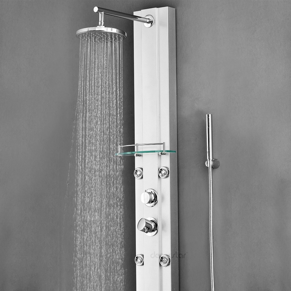 Fontana Nanaimo Aluminium Rain Fall Shower Panel Set with Massage System, Hand Shower & Faucet